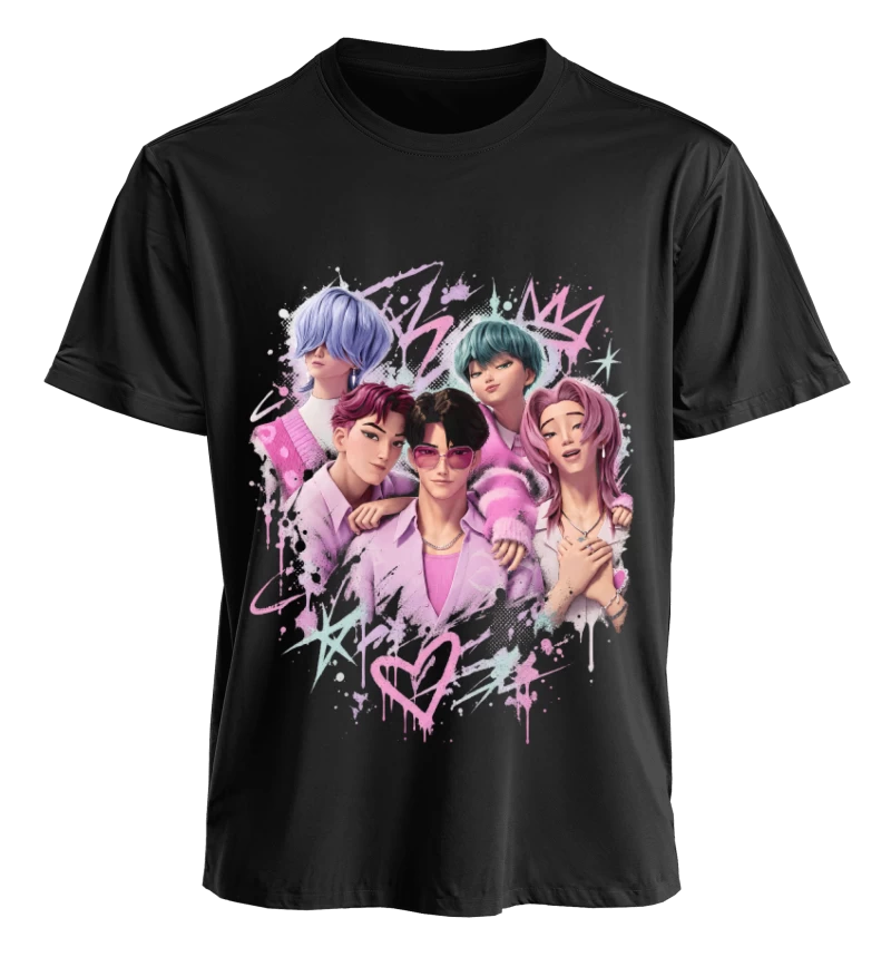 Polera Animación KPop Demon Hunters Saja Boys | Frente + Espalda