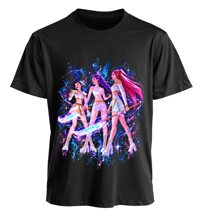 Polera Animación KPop Demon Hunters HUNTR/X | Frente + Manga