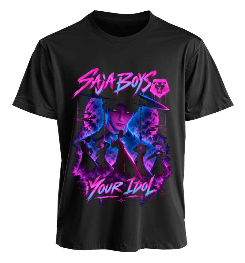 Polera Animación KPop Demon Hunters Saja Boys Your Idol | Frente + Manga