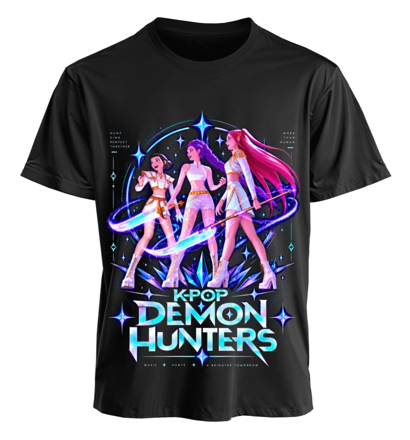 Polera Animación KPop Demon Hunters HUNTR/X | Frente + Manga