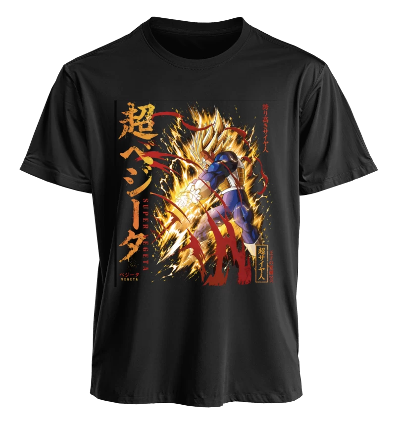 Polera Anime Dragon Ball Vegeta Super Saiyajin | Frente + Manga