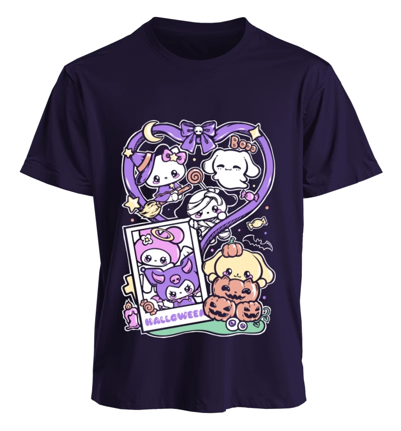 Polera Negra - Hello Kitty y sus amigos - Sanrio - Halloween