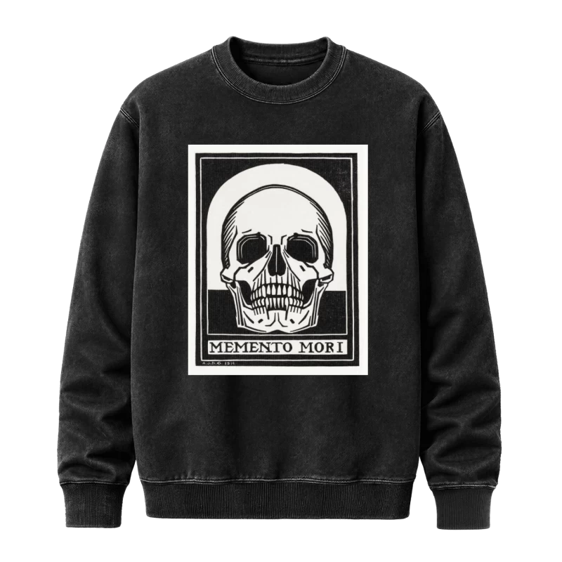 Polerón Memento Mori de Julie de Graag (1916) — Arte vintage con calavera, blanco y negro, minimalista