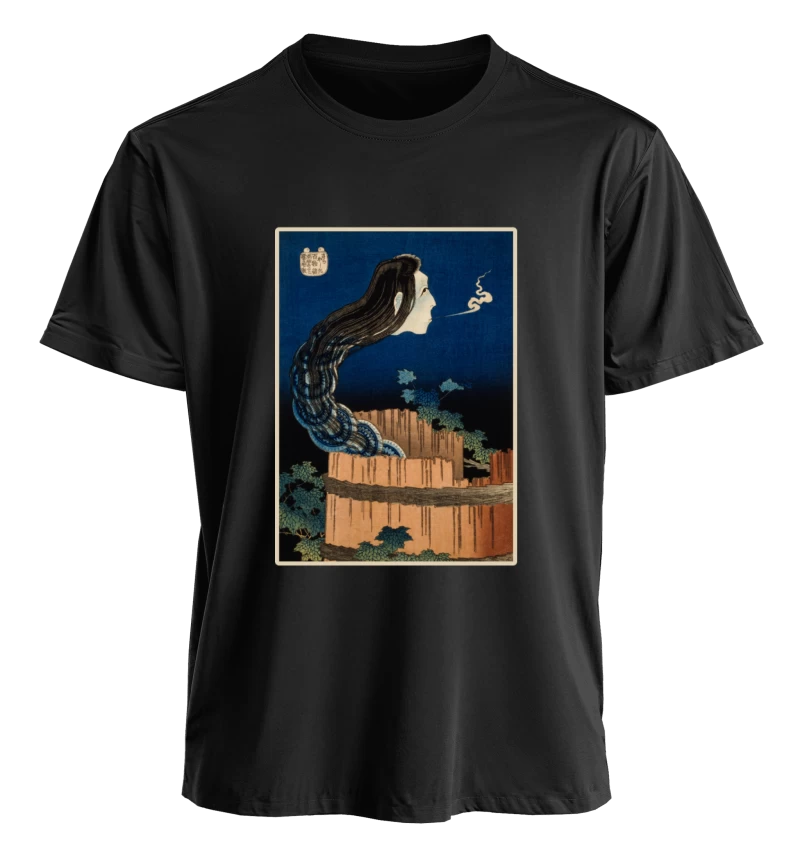 Polera La mansión de los platos, Hokusai (1831) — Arte japonés de fantasmas, grabado vintage, fantasmas, arte oscuro y elegante