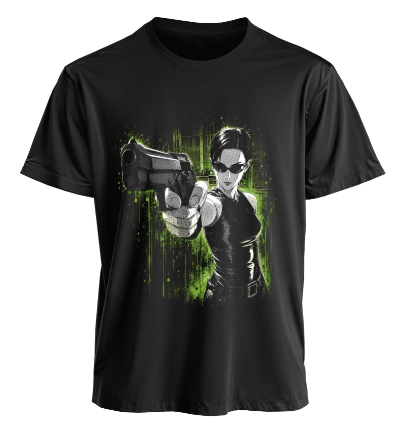 Polera Película Matrix Trinity | Frente + Manga