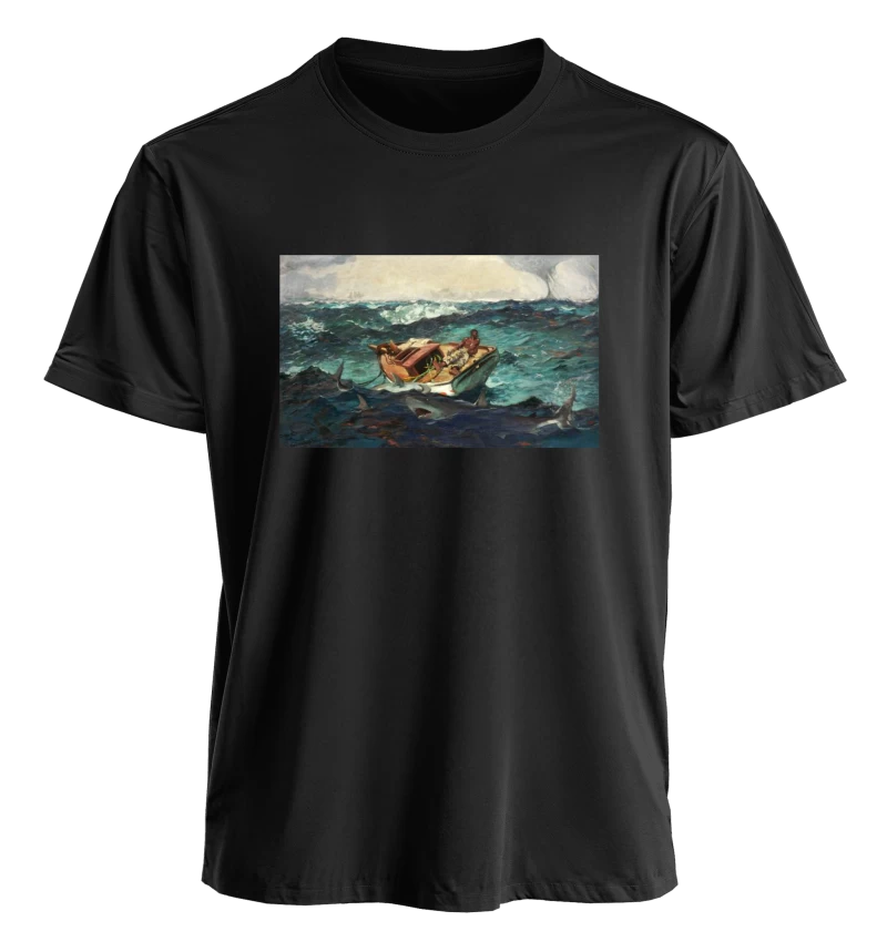 Polera La Corriente del Golfo, Winslow Homer (1899) — Obra maestra del arte americano, mar, tiburones y tormenta
