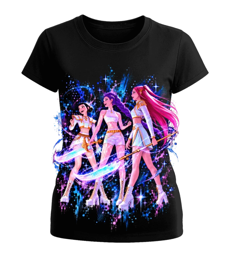 Polera Animación KPop Demon Hunters HUNTR/X | Frente + Manga