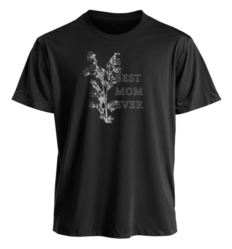 Polera Best Mom Ever — Regalo para mamá con flores botánicas, Día de la Madre y cumpleaños, flores dibujadas y diseño delicado