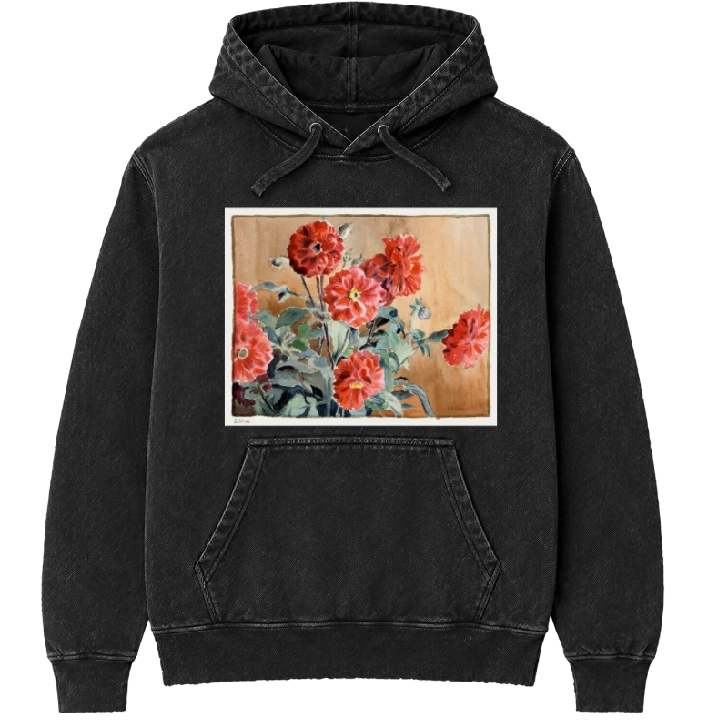 Polerón Dalias de Hannah Borger Overbeck (1915) — Acuarela botánica vintage, arte floral para regalar