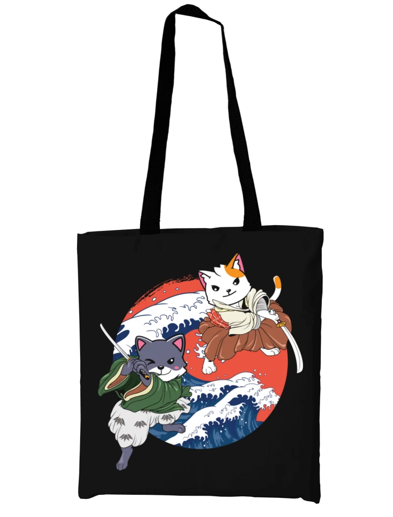 Totebag Neko Samurai Great Wave