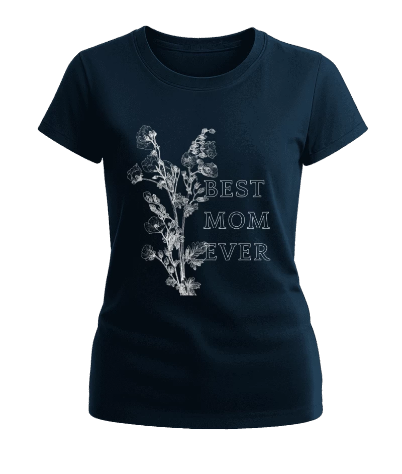 Polera Best Mom Ever — Regalo para mamá con flores botánicas, Día de la Madre y cumpleaños, flores dibujadas y diseño delicado