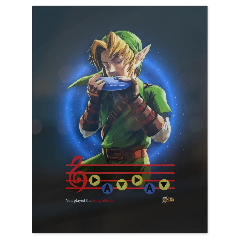 Link Ocarina Songs of Time – Print Metálico