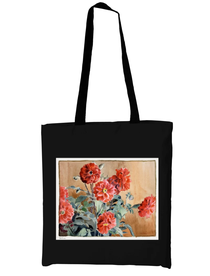 Totebag Dalias de Hannah Borger Overbeck (1915) — Acuarela botánica vintage, arte floral para regalar