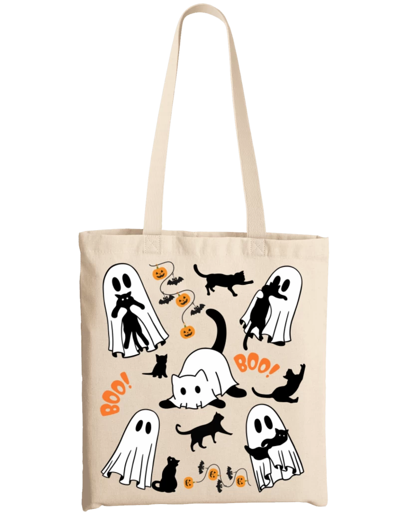Totebag Fantasmas y Gatitos Halloween