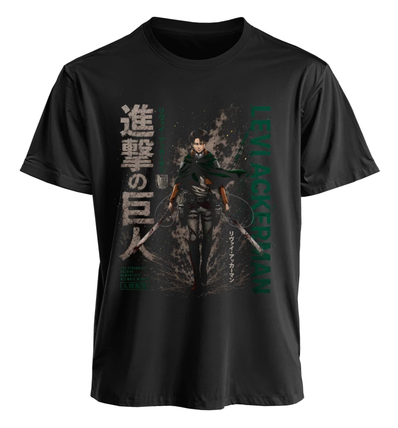 Polera Anime Attack on Titan Levi Ackerman | Frente + Manga