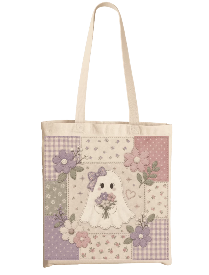 Totebag Imitación Patchwork Fantasma Flores