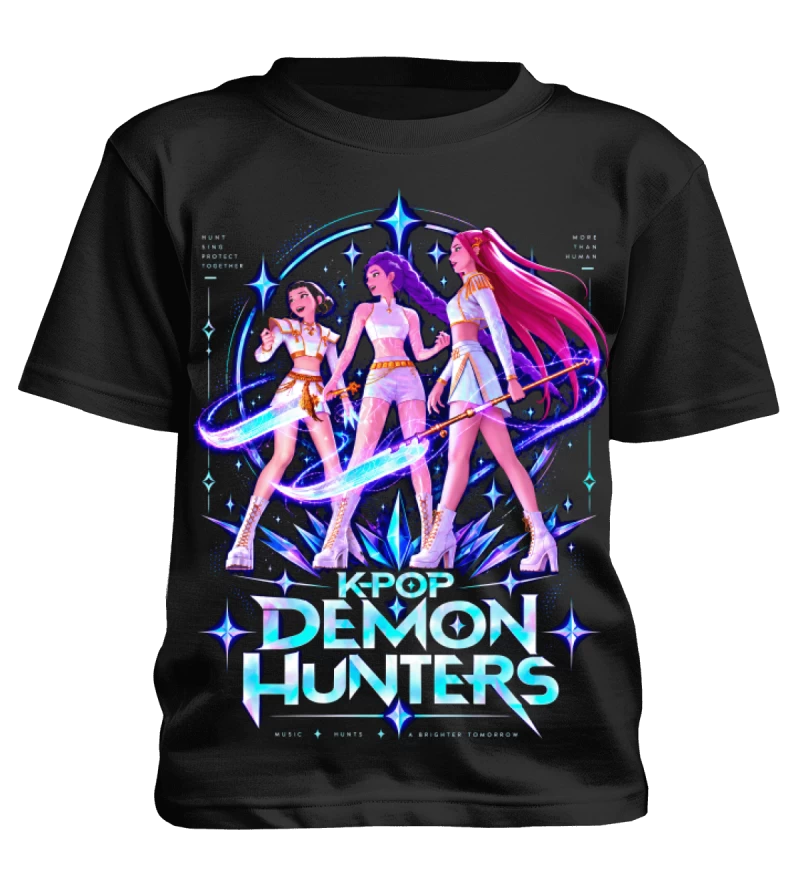 Polera Animación KPop Demon Hunters HUNTR/X | Frente + Manga