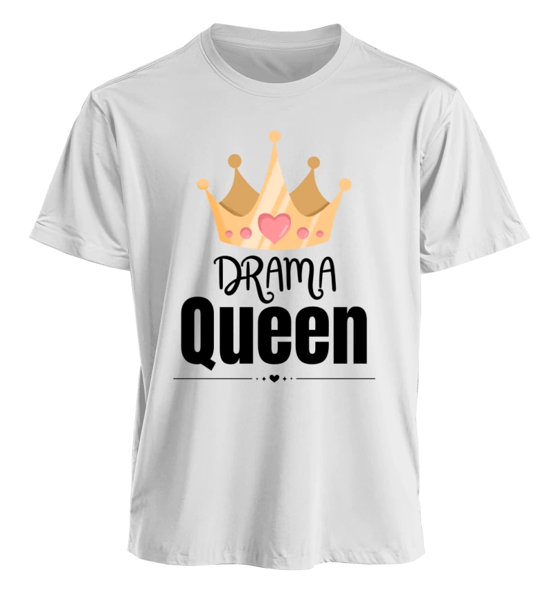 Polera Drama & Mini Drama Queen Corona Corazón Rosado
