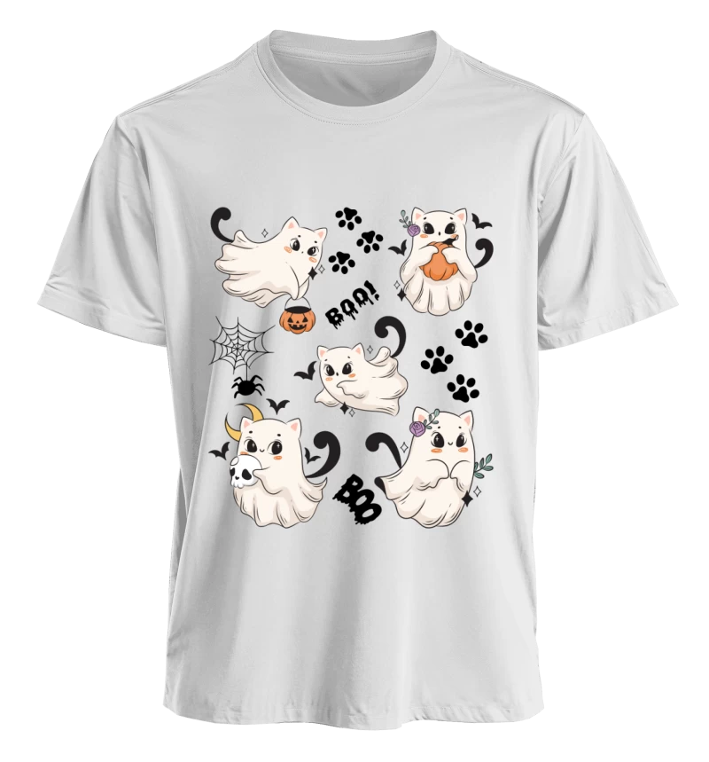 Polera Gatitos Fantasma Halloween