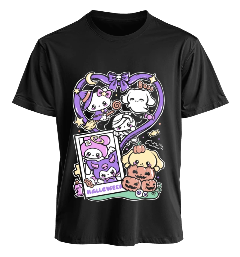 Polera Negra - Hello Kitty y sus amigos - Sanrio - Halloween