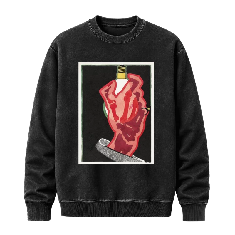 Polerón Mano con ampolleta de Reijer Stolk — Arte vintage rojo y negro, diseño gráfico e ideas