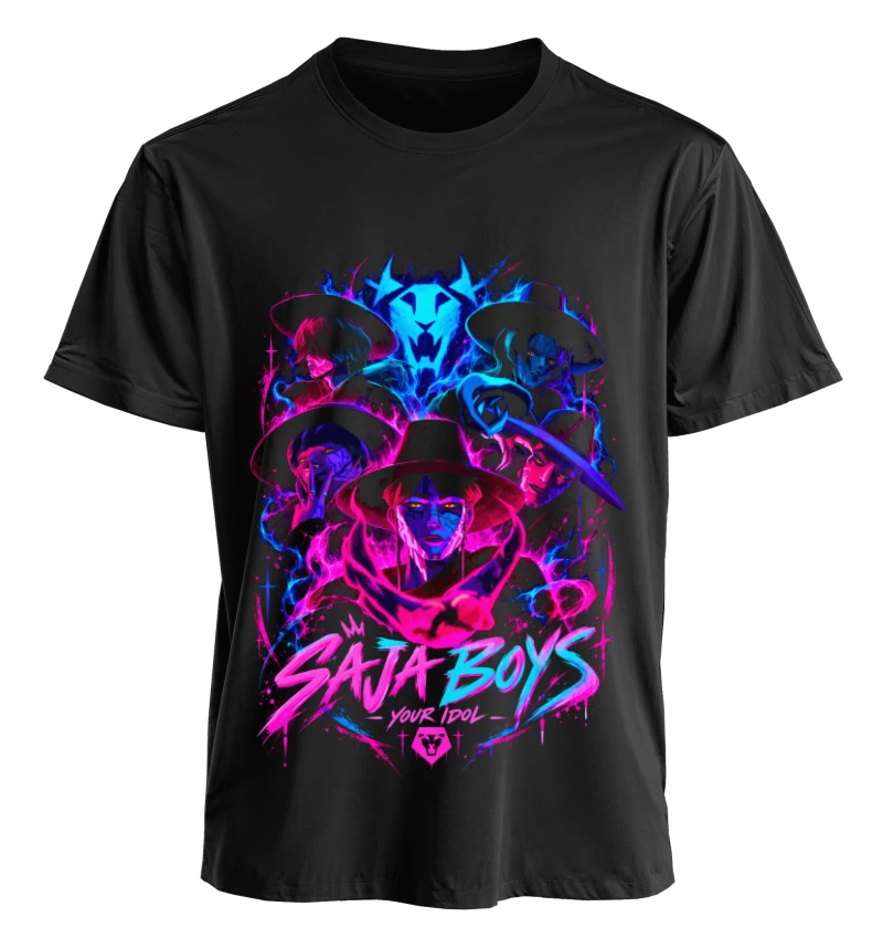 Polera Animación KPop Demon Hunters Saja Boys Your Idol | Frente + Manga