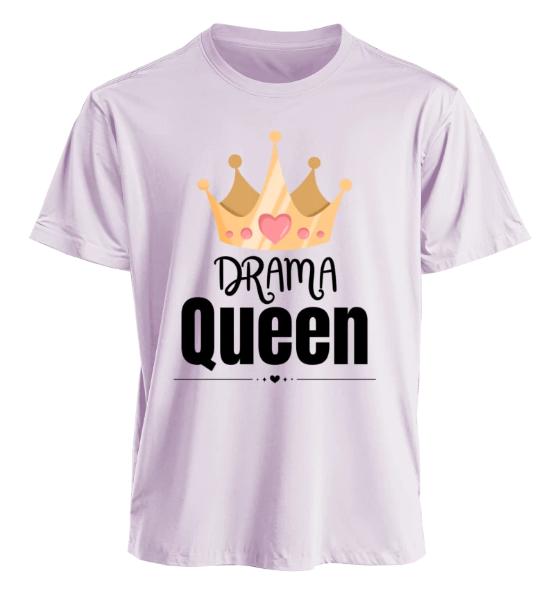 Polera Drama & Mini Drama Queen Corona Corazón Rosado