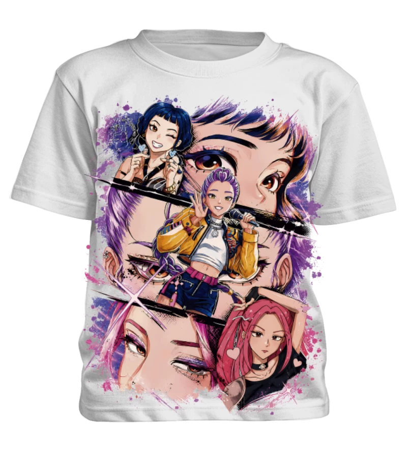 Polera Animación KPop Demon Hunters HUNTR/X | Frente + Espalda