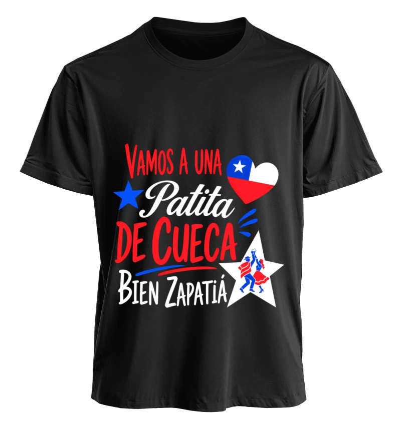 Polera Fiestas Patrias Vamos a una Patita de Cueca | Frente