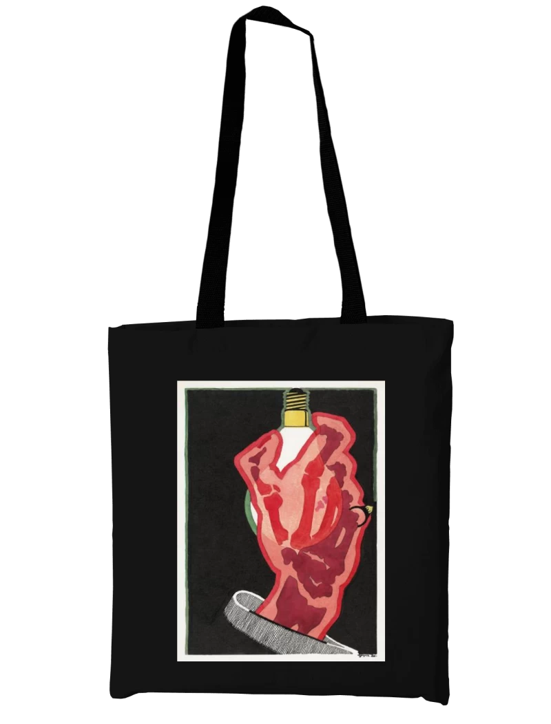 Totebag Mano con ampolleta de Reijer Stolk — Arte vintage rojo y negro, diseño gráfico e ideas