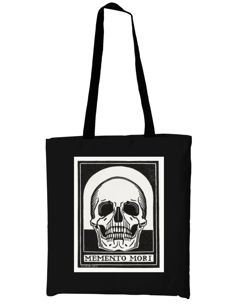 Totebag Memento Mori de Julie de Graag (1916) — Arte vintage con calavera, blanco y negro, minimalista