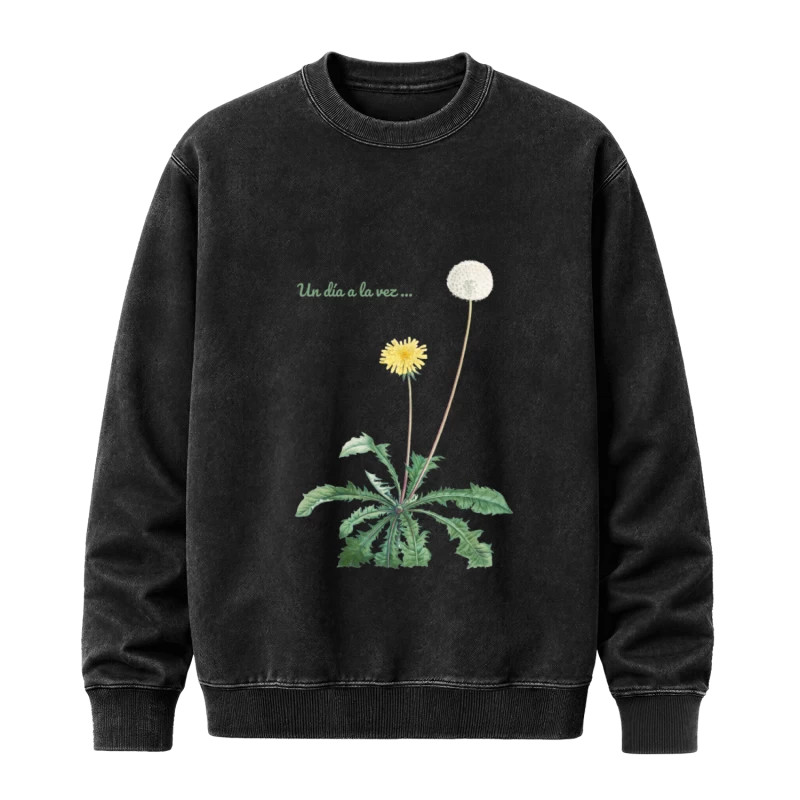 Polerón Un día a la vez — Regalo con flor de diente de león, regalo con significado, flor vintage y frase para seguir adelante