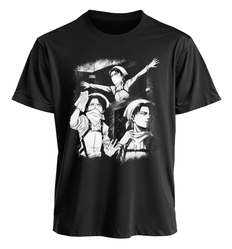 Polera Anime Attack on Titan Levi Ackerman Limpiando | Frente + Manga