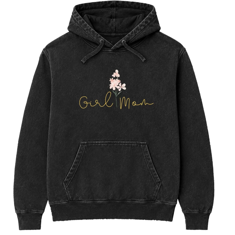 Polerón Girl Mom — Regalo para mamá de niñas, diseño delicado con flores, cumpleaños y Día de la Madre