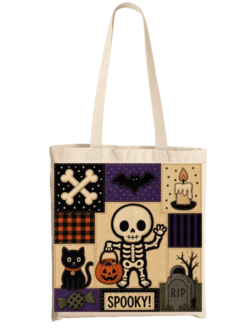Totebag Imitación Patchwork Calabera