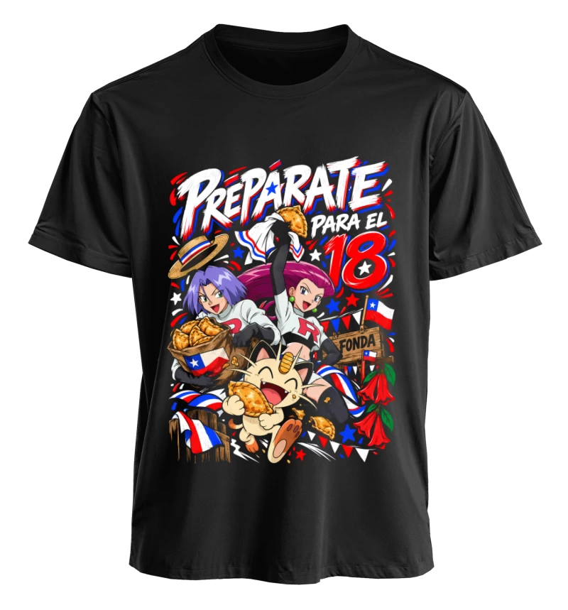 Polera Anime Pokémon Team Rocket Prepárate para el 18 | Frente