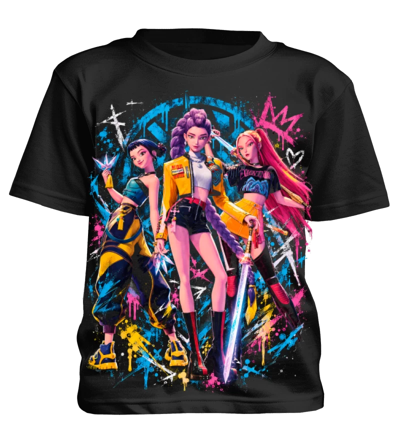 Polera Animación KPop Demon Hunters HUNTR/X | Frente + Espalda