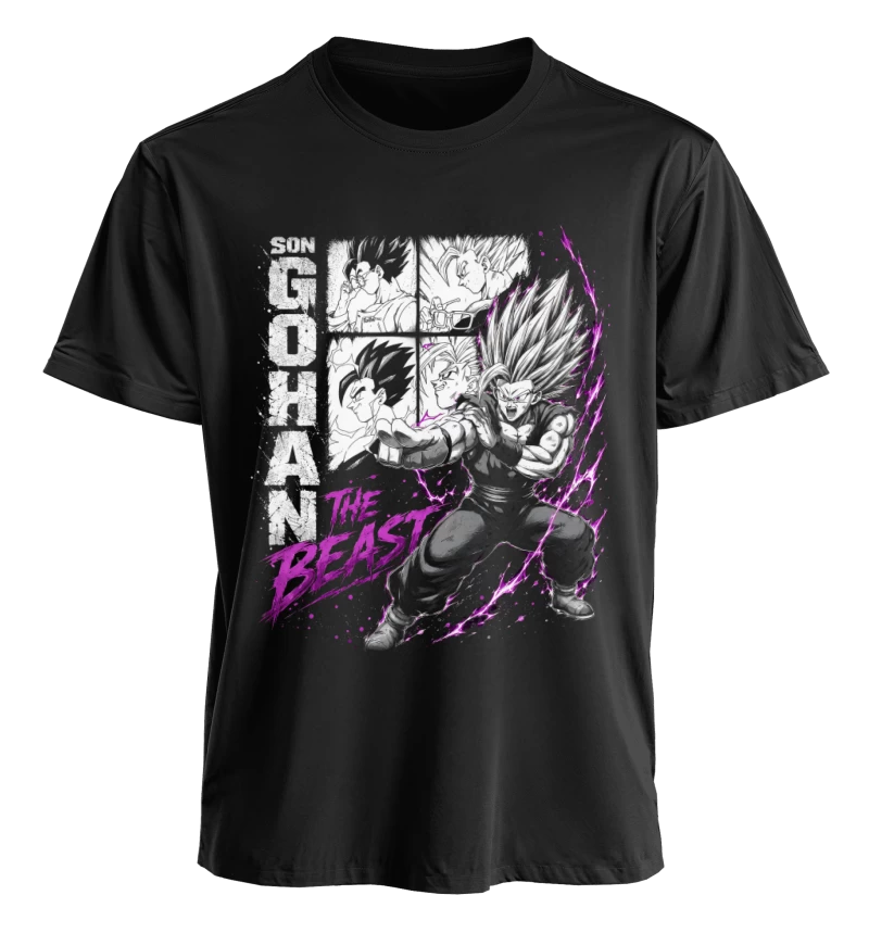 Polera Anime Dragon Ball Gohan Bestia | Frente + Manga