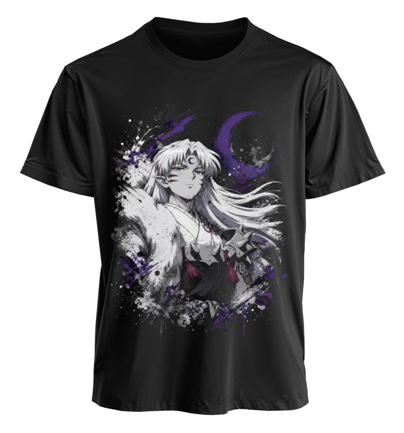 Polera Anime Inuyasha Sesshomaru Luna Creciente | Frente + Espalda