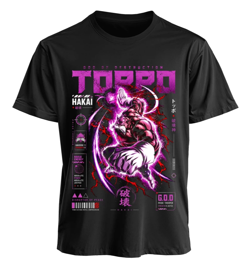 Polera Anime Dragon Ball Toppo Dios de la Destrucción | Frente + Espalda