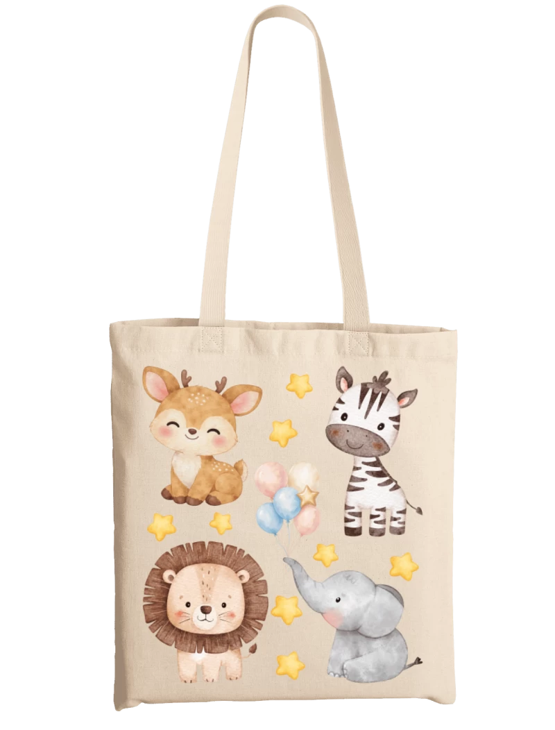 Totebag Baby Shower Animales Acuarela