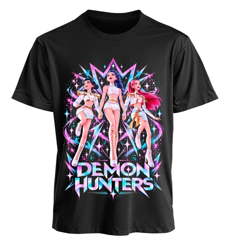 Polera Animación KPop Demon Hunters HUNTR/X | Frente + Manga