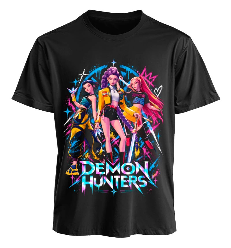 Polera Animación KPop Demon Hunters HUNTR/X | Frente + Manga