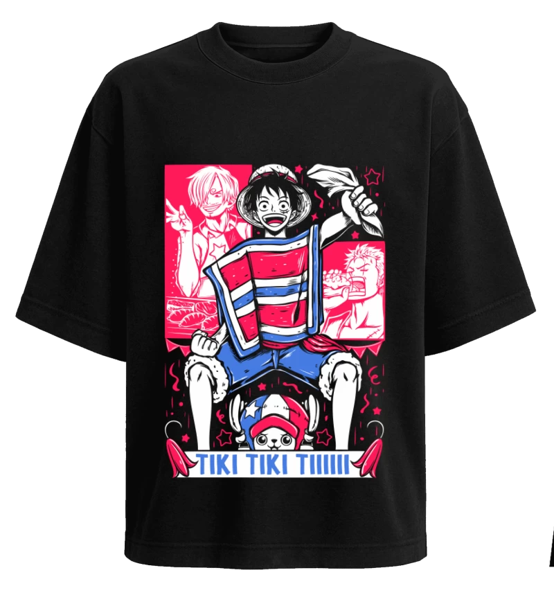 Polera negra - Luffy Dieciochero - One Piece - Fiestas Patrias