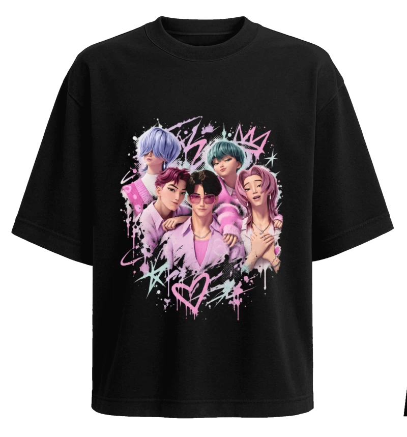 Polera Animación KPop Demon Hunters Saja Boys | Frente + Espalda