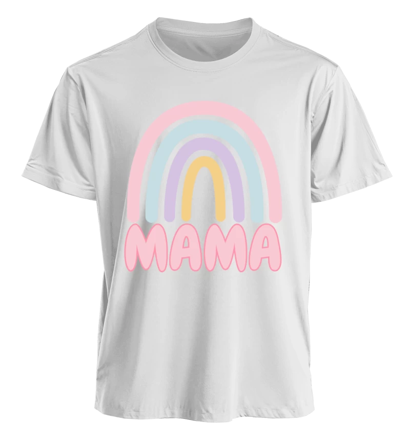Polera Mama & Mini Arcoiris Pastel (Adulto y Talla 2-6)