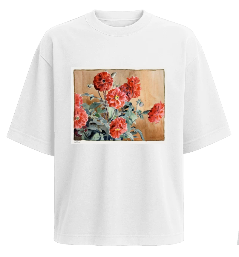 Polera Dalias de Hannah Borger Overbeck (1915) — Acuarela botánica vintage, arte floral para regalar