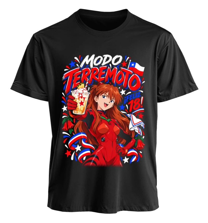 Polera Anime Evangelion Asuka Modo Terremoto | Frente