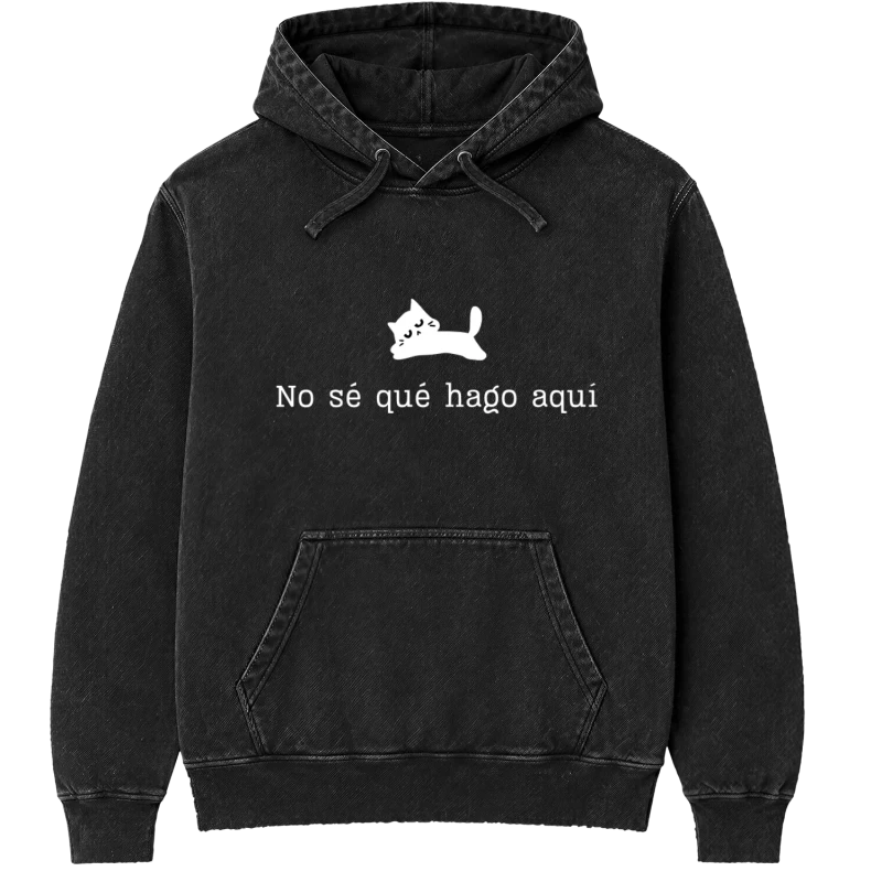 Polerón No sé qué hago aquí — Regalo divertido con gato, humor y existencialismo para amigas, original, amigo secreto y cumpleaños