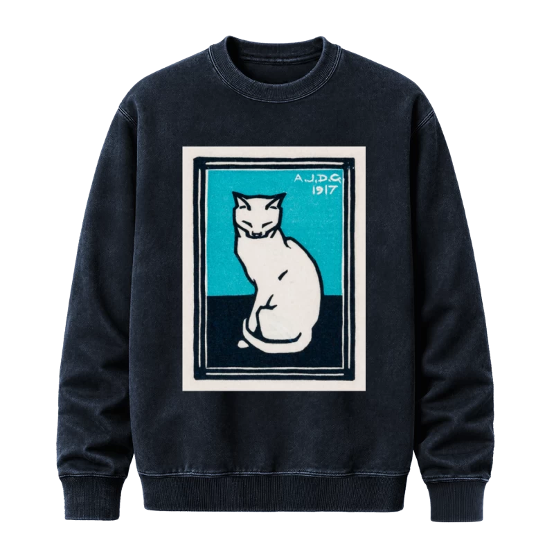 Polerón Gato sentado de Julie de Graag (1917) — Arte vintage para amantes de los gatos, regalo gatuno, vintage y minimalismo